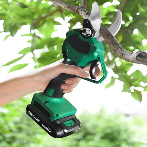 YRHome Elektrische Baumschere Astschere Akku Gartenschere 48V 3000mAh, 30mm Schnittdurchmesser, 2 Blades, 2 Wiederaufladbare Batterie Astschere Akku Rosenschere