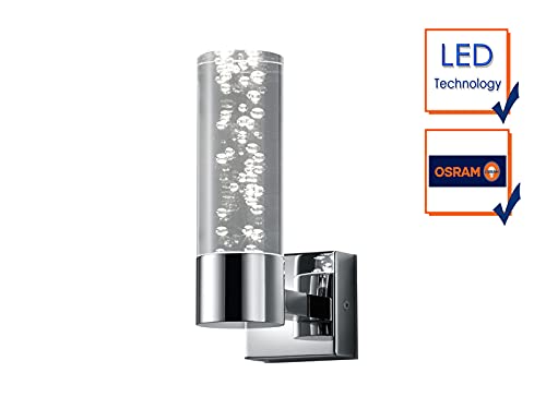 Trio Leuchten LED Bad Wandleuchte Bolsa 282410106, Chrom, Acryl klar mit Bubbles, 3.2 Watt