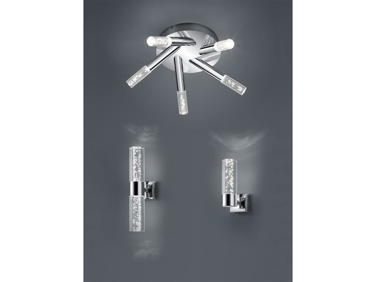 Trio Leuchten LED Bad Wandleuchte Bolsa 282410106, Chrom, Acryl klar mit Bubbles, 3.2 Watt