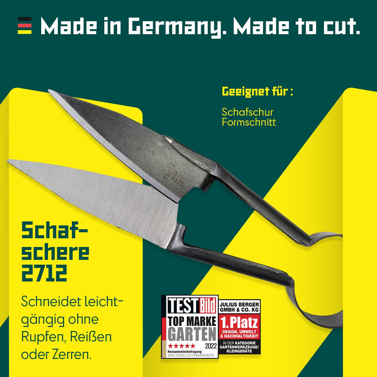 BERGER Schafschere 2712 | Profi Gartenschere | Buchsbaumschere