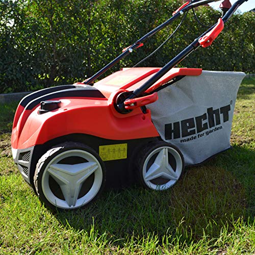 HECHT Elektro-Vertikutierer 1999 Rasen-Lüfter (2000 W, inkl. 2 Walzen, 3-fach höhenverstellbar -10 bis +5 mm, 45 L Fangkorb)