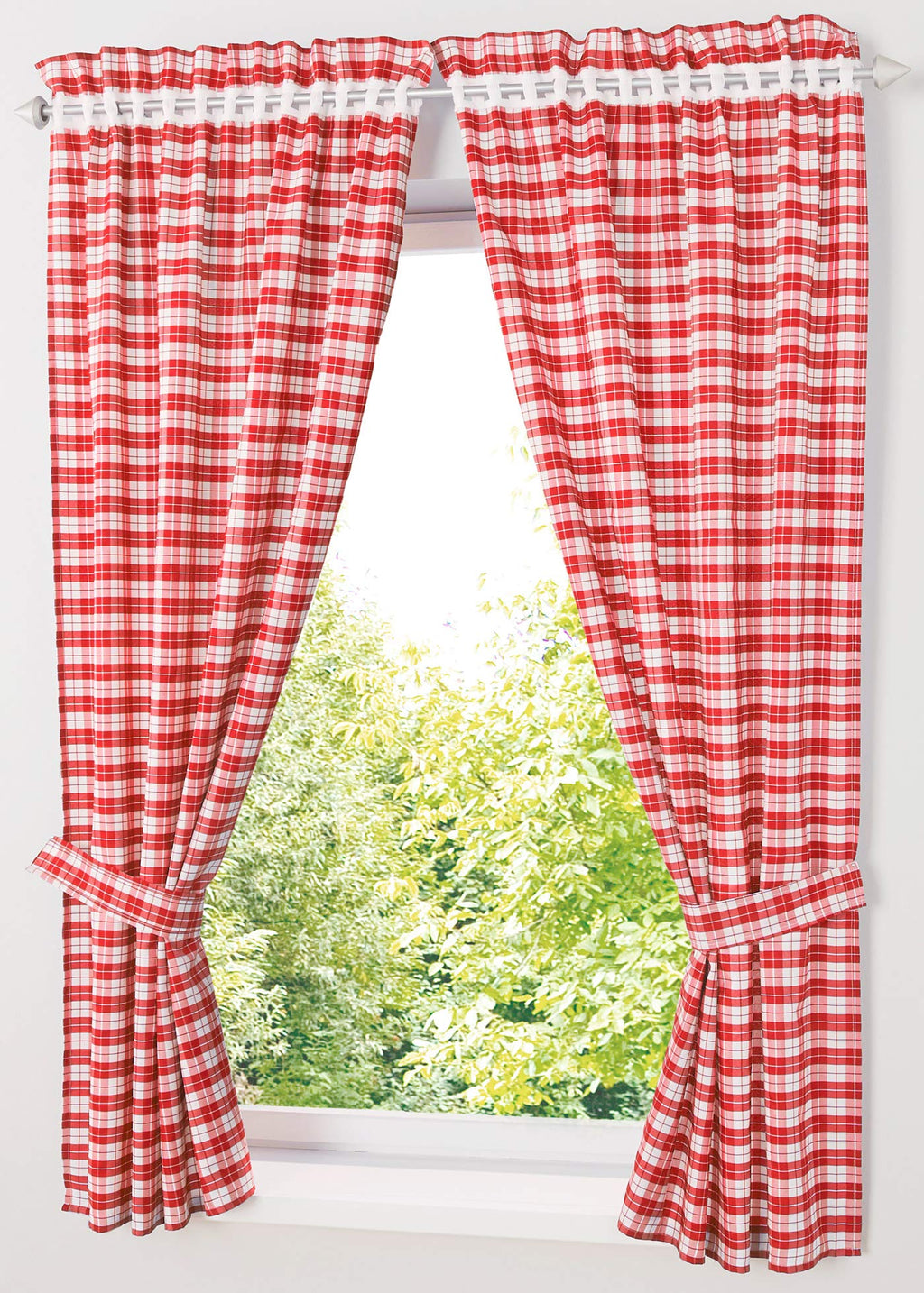 Blickdichte Vorhänge mit Karo-Muster Landhaus HxB 120x80cm 2er Set