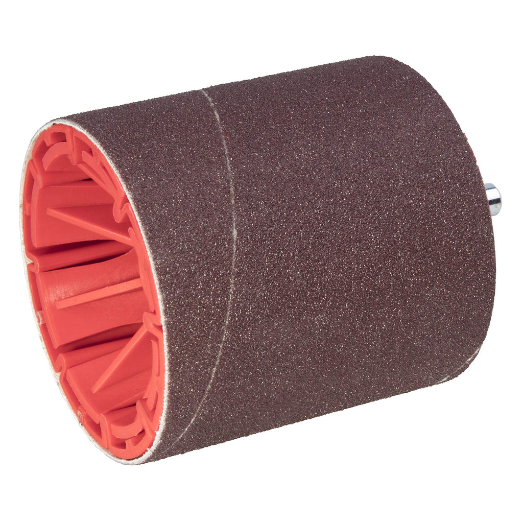 wolfcraft Schleifwalze mit Schleifband - 2245000 - Rundschaft 8 mm - Ø 75 x 80 inkl. Schleifband Korn 80 - Made in Europe - Holz, Metall, Kunststoff
