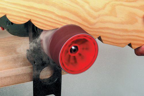 wolfcraft Schleifwalze mit Schleifband - 2245000 - Rundschaft 8 mm - Ø 75 x 80 inkl. Schleifband Korn 80 - Made in Europe - Holz, Metall, Kunststoff