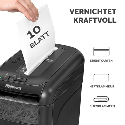 Fellowes Aktenvernichter Powershred 60Cs, Partikelschnitt (P-4), 10 Blatt, für Zuhause/Home Office, mit patentierter SafeSense Technologie