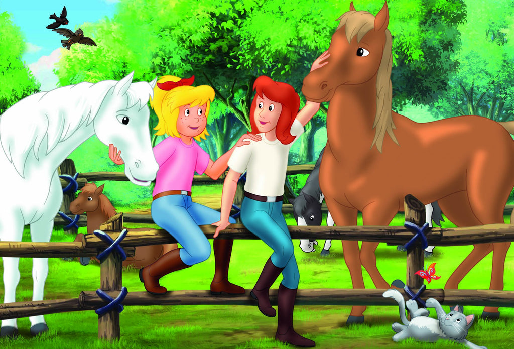 Schmidt Spiele 56509 Bibi und Tina, 4 Kinderpuzzle im Metallkoffer, 2x100 und 2x150 Teile