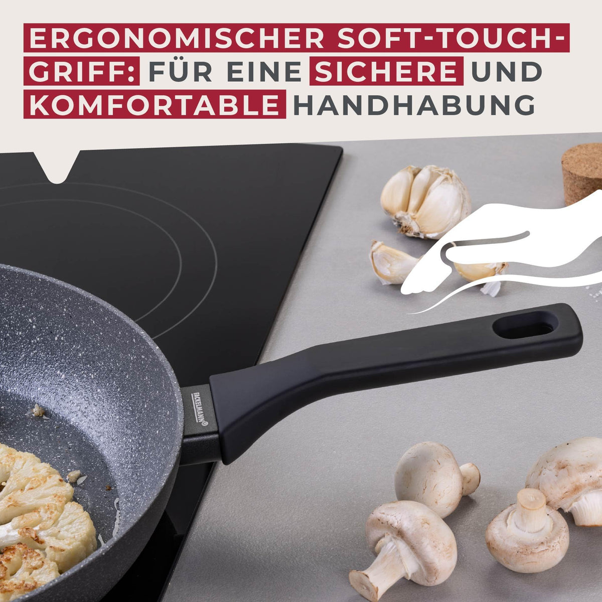 Fackelmann Bratpfanne Cosmo – Ø 28 cm aus gepresstem Aluminium, PFAS-freie Excilon Ceramic Beschichtung, Soft-Touch Griff, Reinigung per Hand