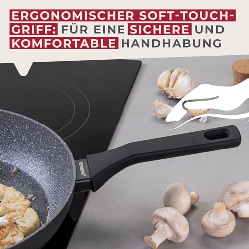 Fackelmann Bratpfanne Cosmo – Ø 28 cm aus gepresstem Aluminium, PFAS-freie Excilon Ceramic Beschichtung, Soft-Touch Griff, Reinigung per Hand