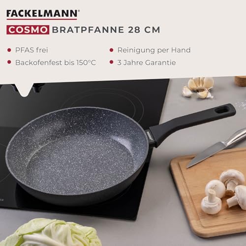 Fackelmann Bratpfanne Cosmo – Ø 28 cm aus gepresstem Aluminium, PFAS-freie Excilon Ceramic Beschichtung, Soft-Touch Griff, Reinigung per Hand