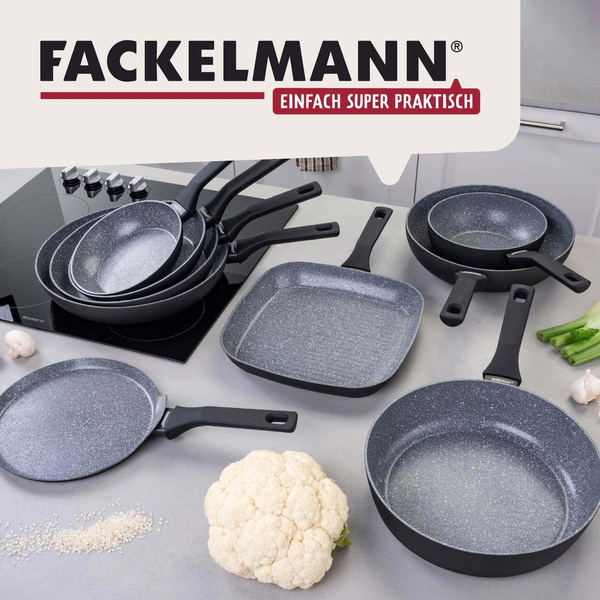 Fackelmann Bratpfanne Cosmo – Ø 28 cm aus gepresstem Aluminium, PFAS-freie Excilon Ceramic Beschichtung, Soft-Touch Griff, Reinigung per Hand