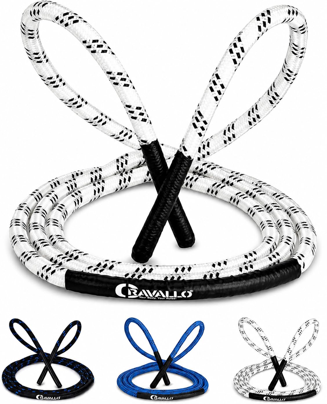 Springseil I 3 Meter Fatburner Speed Jumping Rope I Erwachsenen Profi Skipping Seil I Ideal zum Boxen, Ausdauer Sport, MMA, HIIT in Schwarz, Blau und Weiß