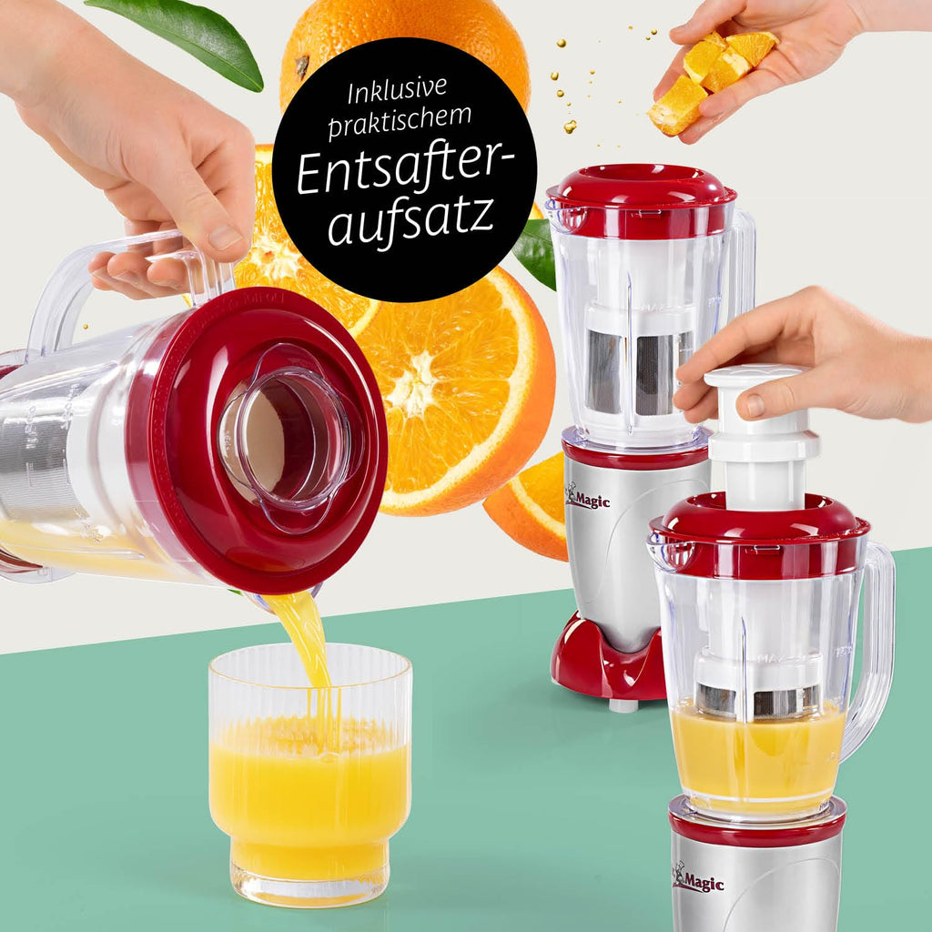 GOURMETmaxx Mr. Magic Mixer | Smoothie Maker mit XXL-Zubehörpaket | Standmixer 18-tlg. | Blender mit auslaufsicheren Frischhaltedeckeln | Food Processor für Shakes, Smoothies etc.