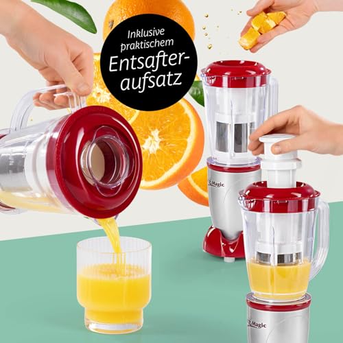 GOURMETmaxx Mr. Magic Mixer | Smoothie Maker mit XXL-Zubehörpaket | Standmixer 18-tlg. | Blender mit auslaufsicheren Frischhaltedeckeln | Food Processor für Shakes, Smoothies etc.