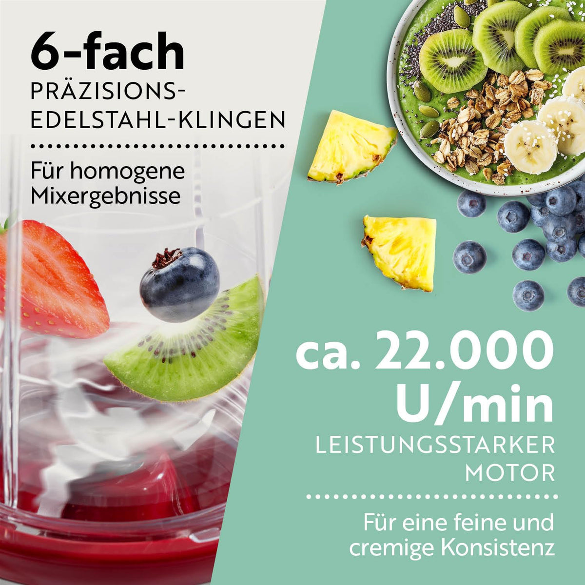 GOURMETmaxx Mr. Magic Mixer | Smoothie Maker mit XXL-Zubehörpaket | Standmixer 18-tlg. | Blender mit auslaufsicheren Frischhaltedeckeln | Food Processor für Shakes, Smoothies etc.