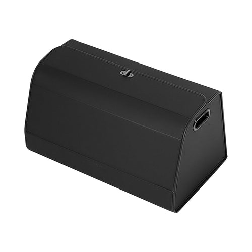 Ergocar Kofferraum Organizer, PU-Leder Autotasche Auto Kofferraum Box mit Deckel, Zusammenklappbarer Aufbewahrungsbox mit Fächern, Wasserfeste Langlebig, Rutschfester Boden, 180° Öffnung