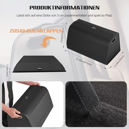 Ergocar Kofferraum Organizer, PU-Leder Autotasche Auto Kofferraum Box mit Deckel, Zusammenklappbarer Aufbewahrungsbox mit Fächern, Wasserfeste Langlebig, Rutschfester Boden, 180° Öffnung