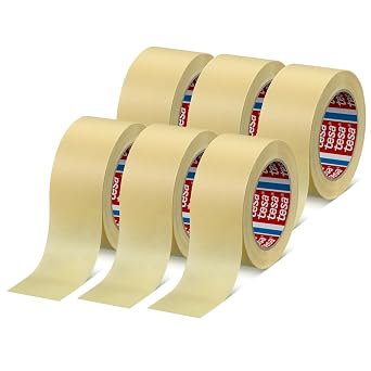 tesa tesakrepp 4323 Basic im 6er Pack - Elastisches Allzweck-Malerband für alle gängigen Malerarbeiten - hellbeige - 6 Rollen je 50 m x 50 mm