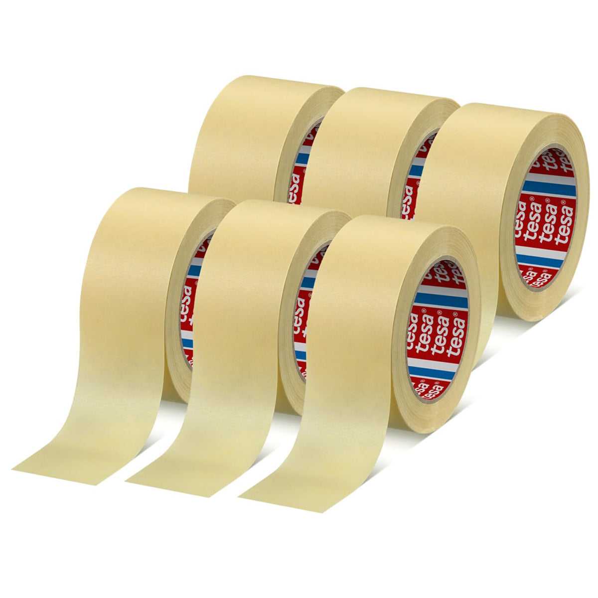 tesa tesakrepp 4323 Basic im 6er Pack - Elastisches Allzweck-Malerband für alle gängigen Malerarbeiten - hellbeige - 6 Rollen je 50 m x 50 mm