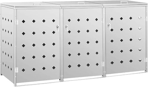 vidaXL Mülltonnenbox für 3 Tonnen Müllbox Mülltonnenverkleidung Mülltonne Mülltonnenbox Müllcontainer Gerätebox 240L Edelstahl Silbern