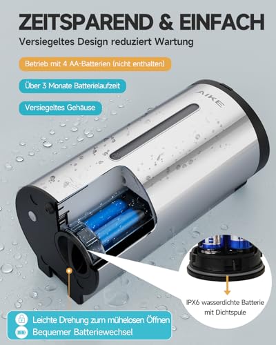 AIKE Automatischer Wand-Seifenspender, Für Bad Und Restaurant, AK1205E