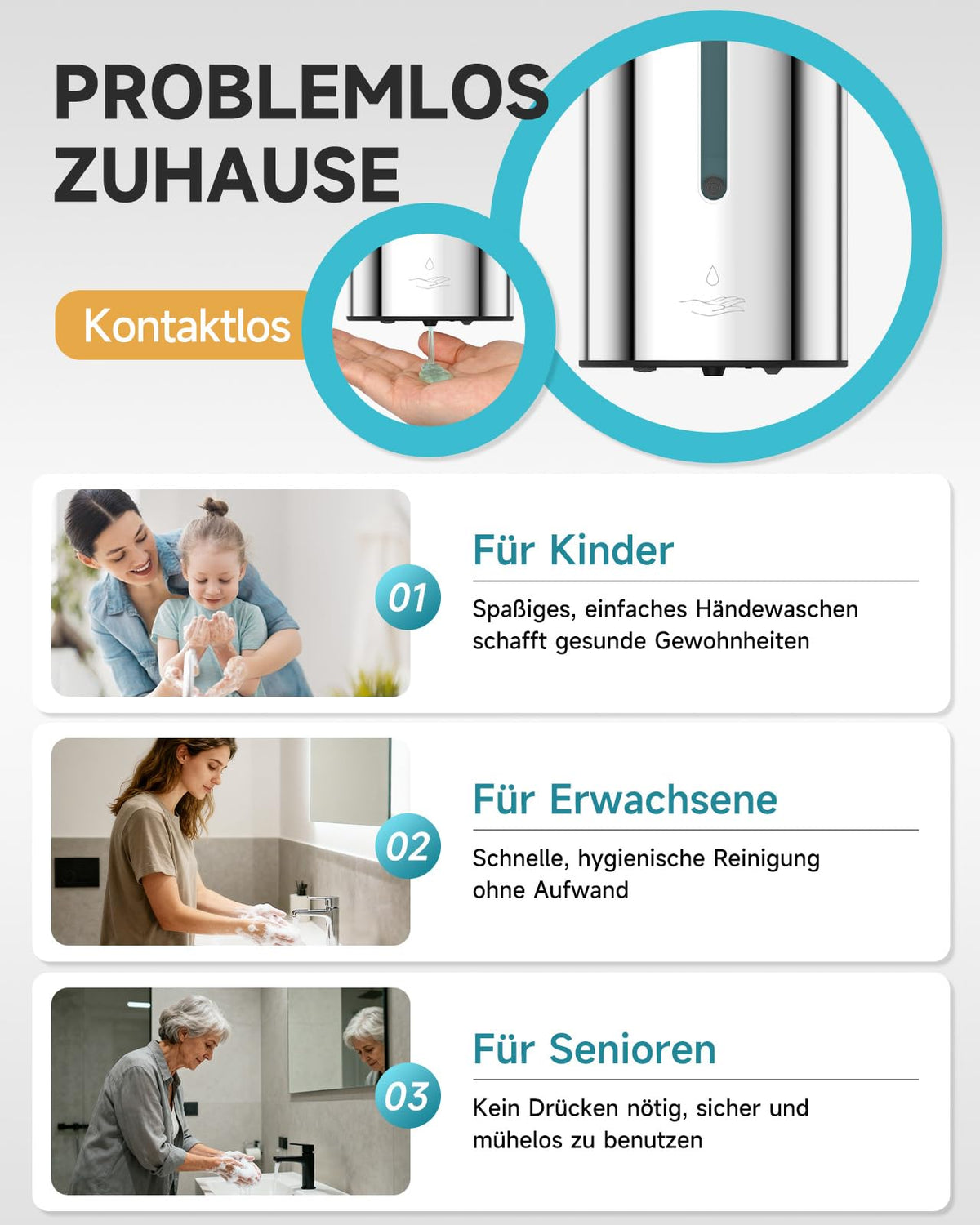AIKE Automatischer Wand-Seifenspender, Für Bad Und Restaurant, AK1205E