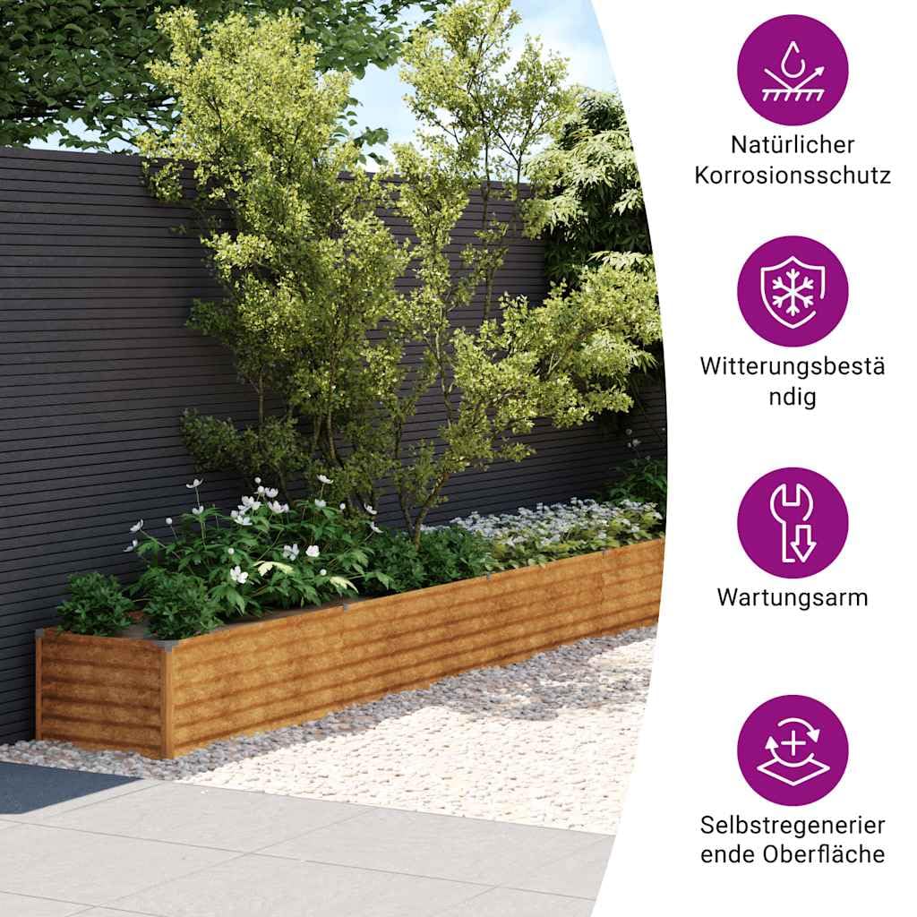 vidaXL Garten-Hochbeet 580 x 50 x 36 cm Cortenstahl