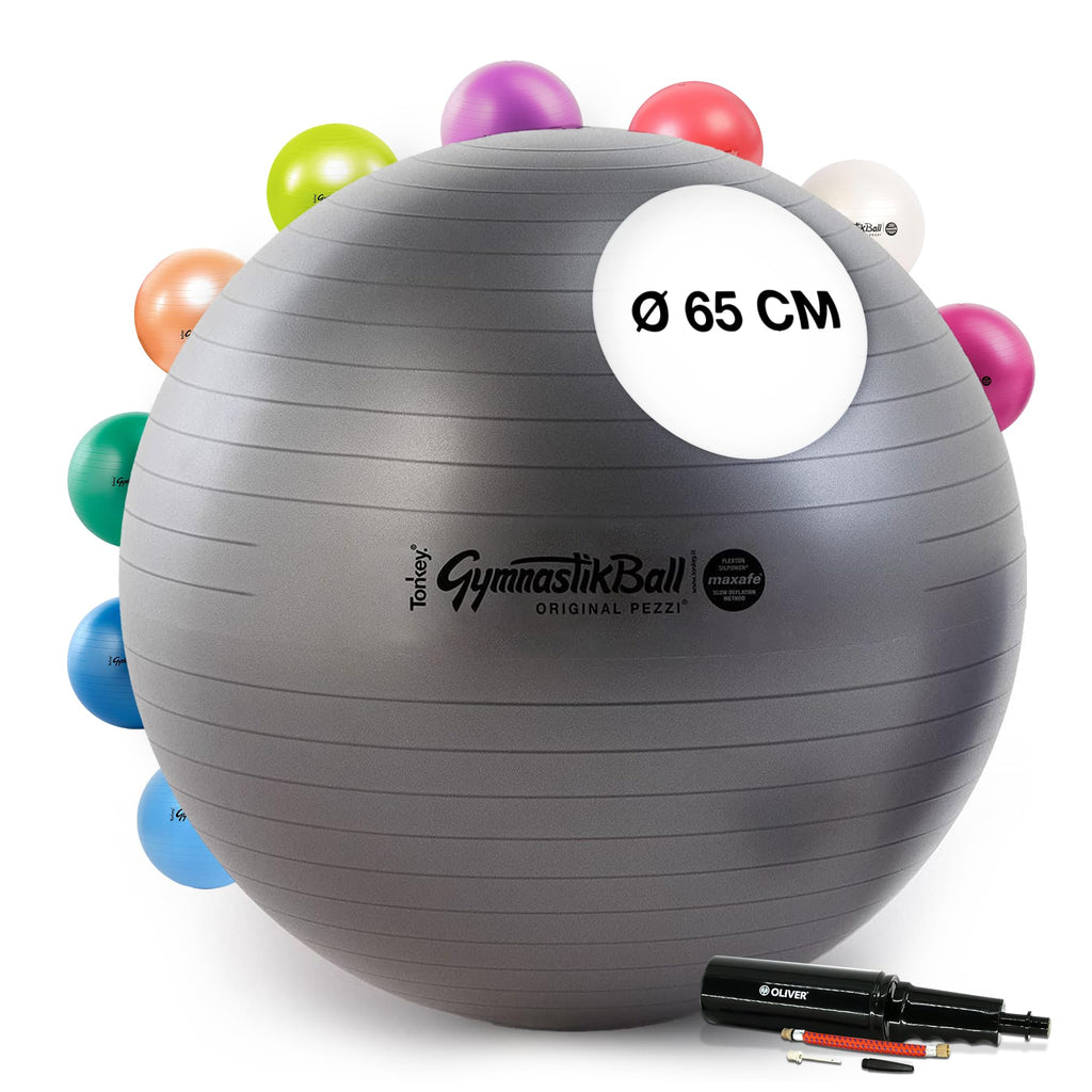 Pezziball Gymnastikball MAXAFE (anti-burst) 65 cm GRAU