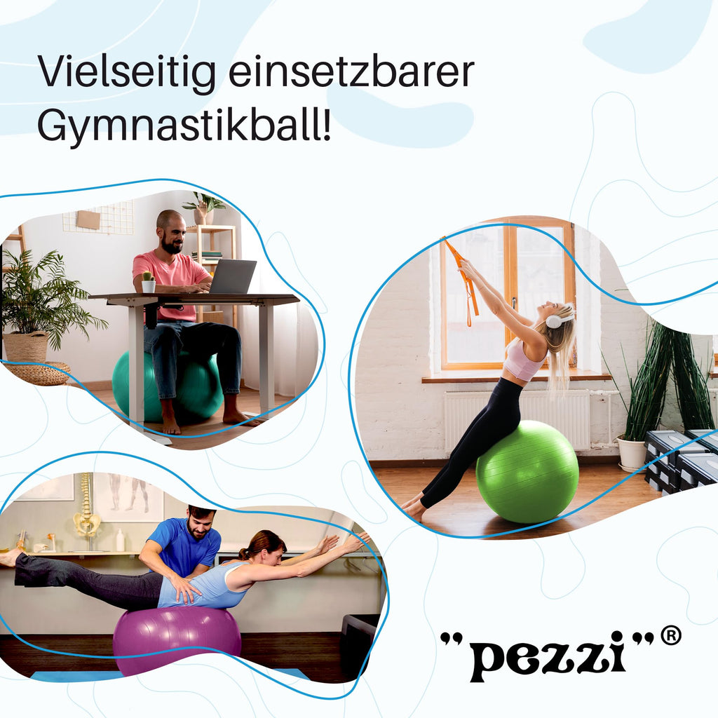 Pezziball Gymnastikball MAXAFE (anti-burst) 65 cm GRAU