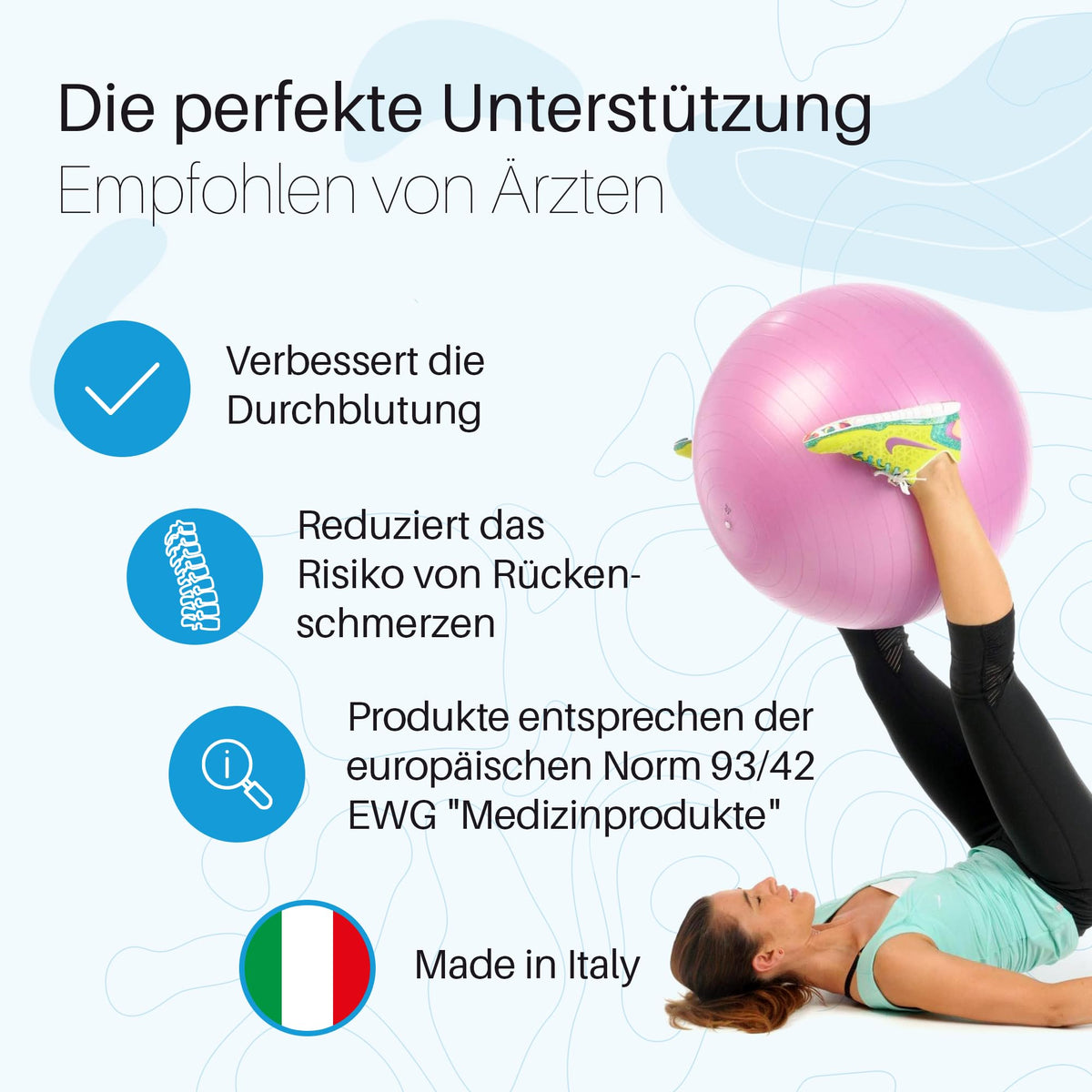 Pezziball Gymnastikball MAXAFE (anti-burst) 65 cm GRAU