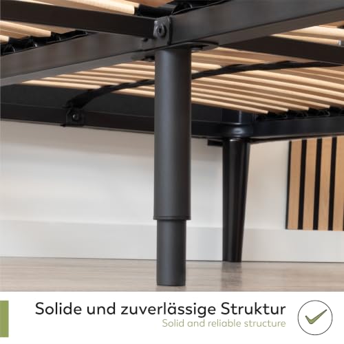 i-flair Grace Lattenrost 140x200 cm, extra stabil, Metallrahmen, 56 Schichtholz-Federleisten, 12-Fach Härtegradverstellung, Mittelgurt & Mittelzone, hohe Belastbarkeit bis 300 kg – EN 1725 geprüft