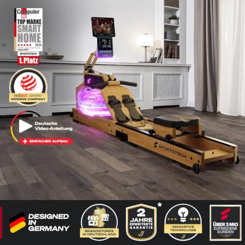 Sportstech, Wasserrudergerät + 3-Fach individuell verstellbar WRX1000