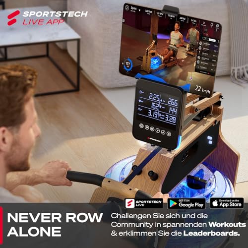 Sportstech, Wasserrudergerät + 3-Fach individuell verstellbar WRX1000
