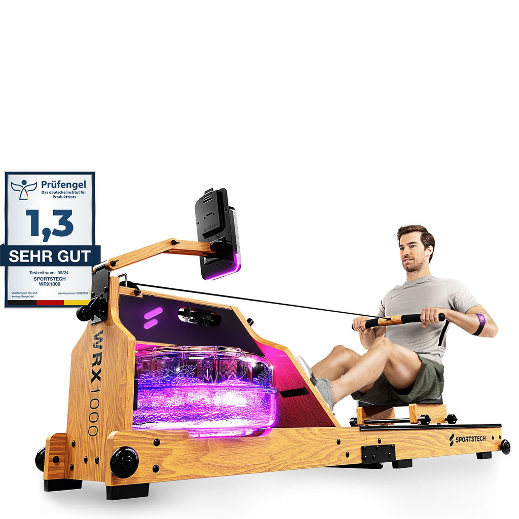Sportstech, Wasserrudergerät + 3-Fach individuell verstellbar WRX1000