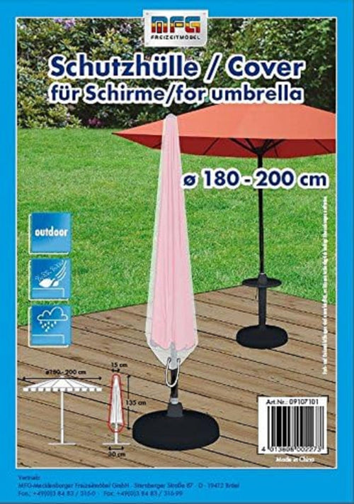 MFG Reißfeste Schutzhülle für einen Gartenschirm, transparent, 15x135x30 cm, in praktischer Tragetasche