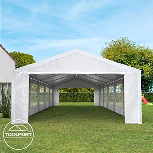 TOOLPORT Partyzelt Pavillon 5x8 m in weiß PE Plane 350 N Wasserdicht UV Schutz Festzelt Gartenzelt