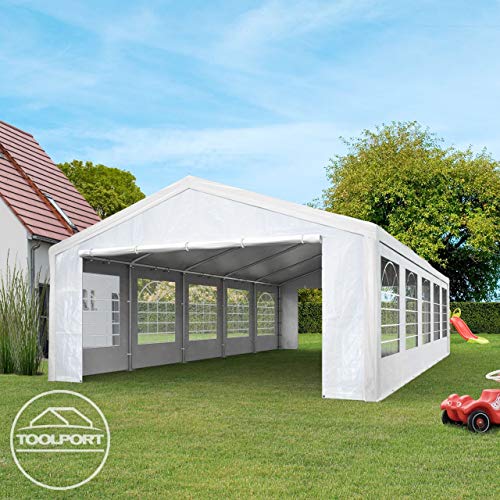TOOLPORT Partyzelt Pavillon 5x8 m in weiß PE Plane 350 N Wasserdicht UV Schutz Festzelt Gartenzelt