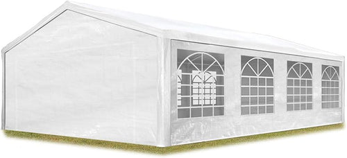 TOOLPORT Partyzelt Pavillon 5x8 m in weiß PE Plane 350 N Wasserdicht UV Schutz Festzelt Gartenzelt