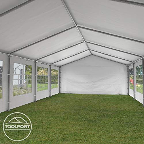 TOOLPORT Partyzelt Pavillon 5x8 m in weiß PE Plane 350 N Wasserdicht UV Schutz Festzelt Gartenzelt