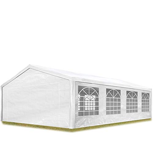TOOLPORT Partyzelt Pavillon 5x8 m in weiß PE Plane 350 N Wasserdicht UV Schutz Festzelt Gartenzelt