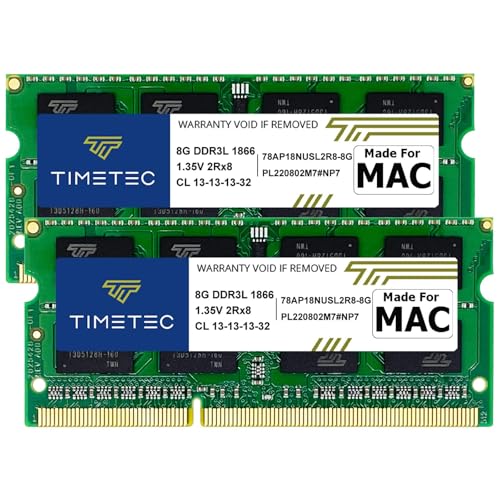 Timetec 16GB KIT(2x8GB) kompatibel für Apple iMac Ende 2015(27 Zoll mit Retina 5K Display) DDR3L 1867MHz/1866MHz PC3L-14900 2Rx8 CL13 1.35V 204 Pin SODIMM Speichermodul MAC RAM Upgrade für iMac 17,1