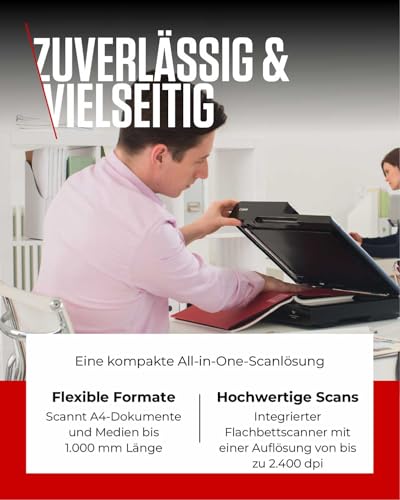 Canon DR-F120 imageFORMULA Flachbett- und Duplex Einzugsscanner (DIN-A4, Farbe, 2.400 DPI, 50 Blatt ADF, 20 Seiten/Min, PDF durchsuchbar, OCR, Software, Twain, schwarz)