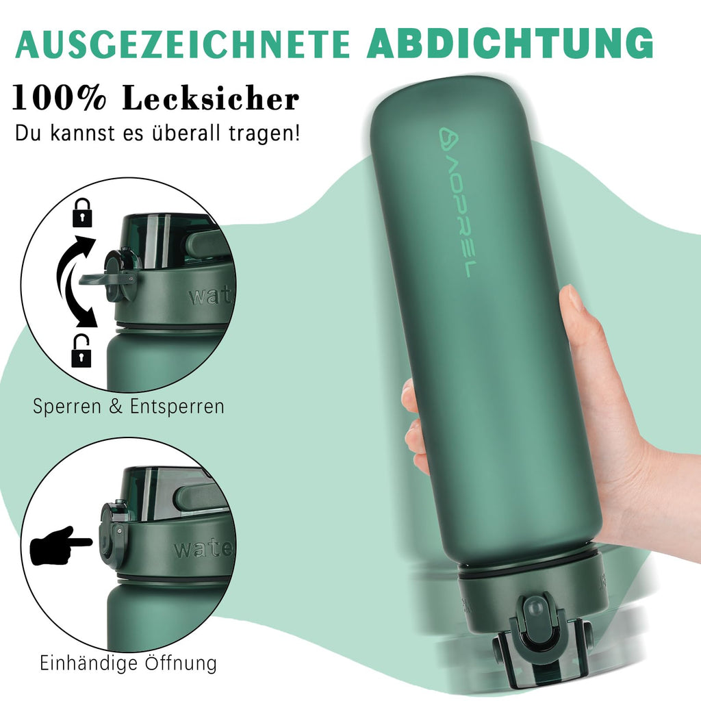 AOPREL Trinkflasche 1L Tritan BPA-Frei Wasserflasche Mit Filter
