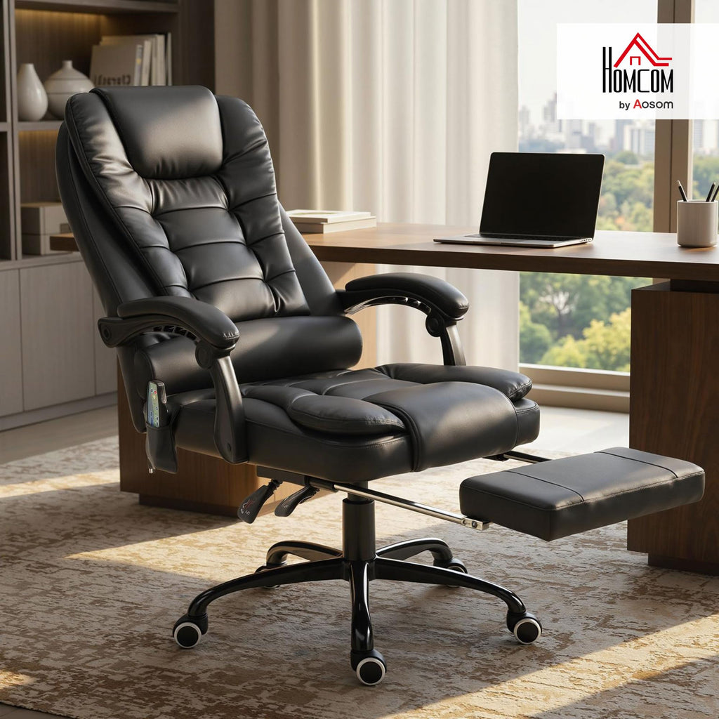 Vinsetto Bürostuhl mit Massagefunktion Ergonomischer Chefsessel, Schwarz