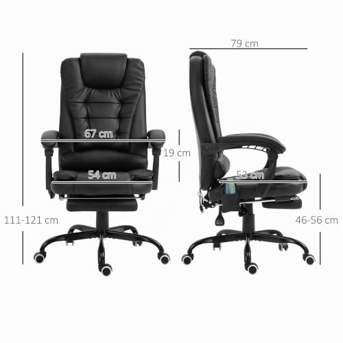 Vinsetto Bürostuhl mit Massagefunktion Ergonomischer Chefsessel, Schwarz