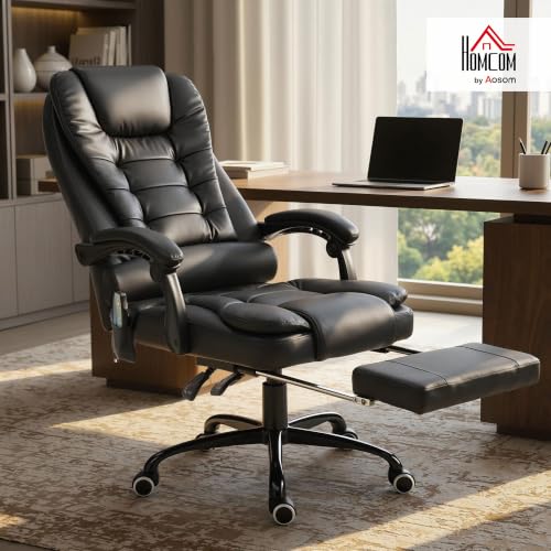 Vinsetto Bürostuhl mit Massagefunktion Ergonomischer Chefsessel, Schwarz