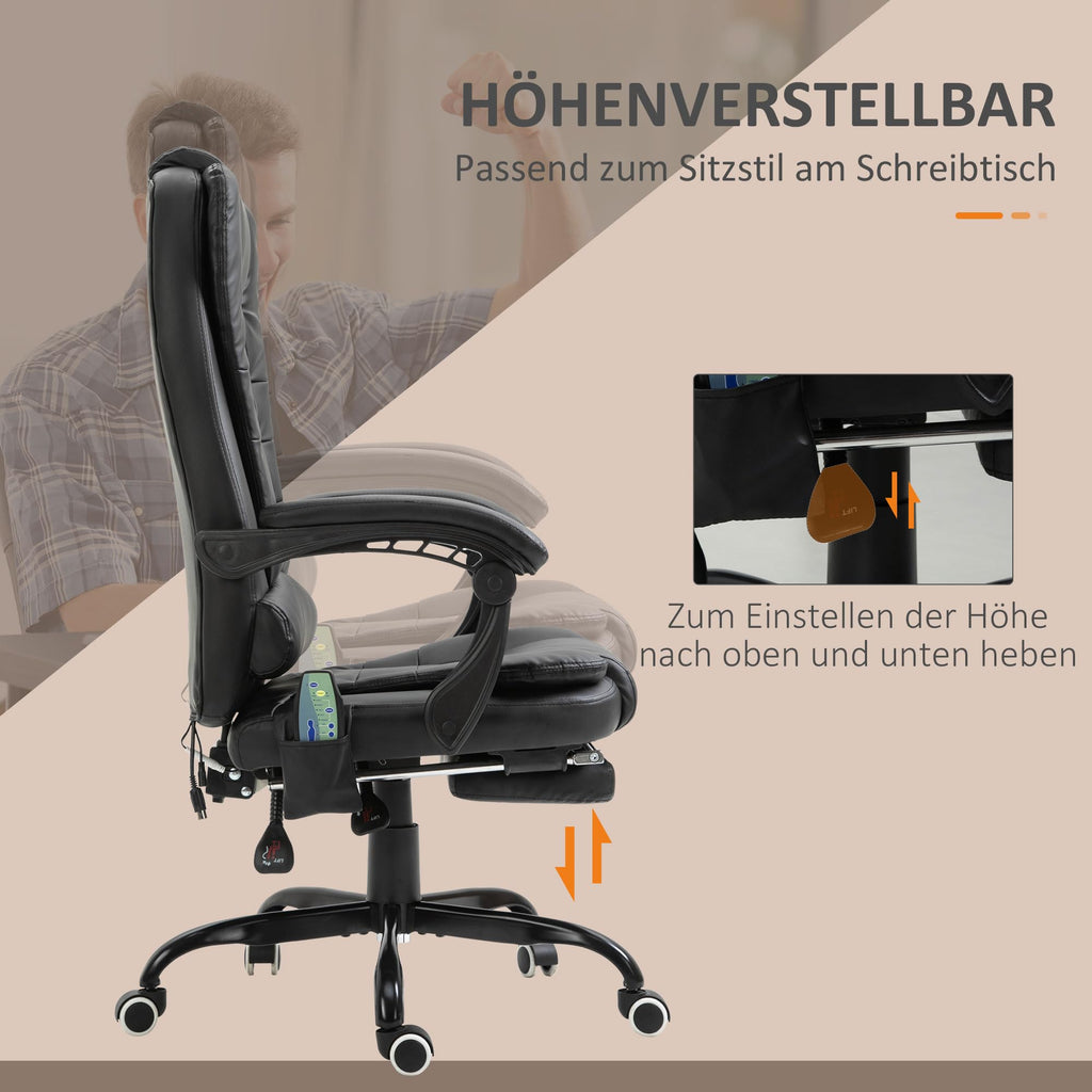 Vinsetto Bürostuhl mit Massagefunktion Ergonomischer Chefsessel, Schwarz