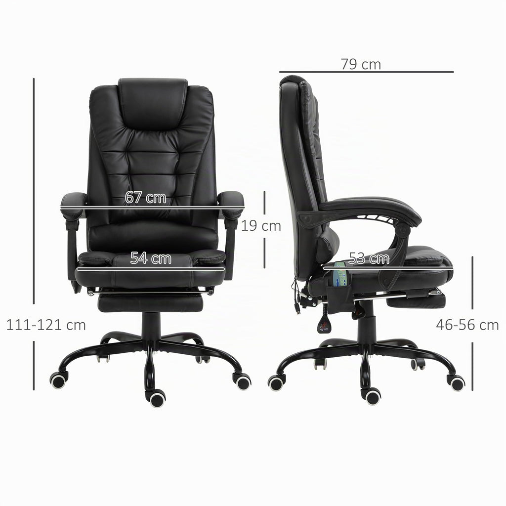 Vinsetto Bürostuhl mit Massagefunktion Ergonomischer Chefsessel, Schwarz