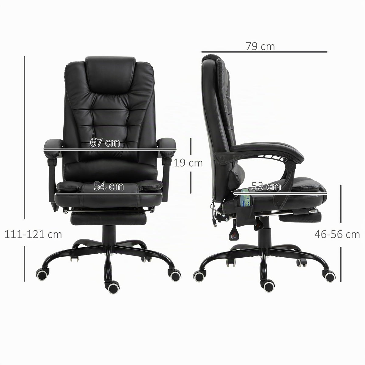 Vinsetto Bürostuhl mit Massagefunktion Ergonomischer Chefsessel, Schwarz