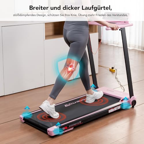 CITYSPORTS Elektrisches Laufband,Klappbares Laufband für Zuhause bis 12 km/h,mit LED-Anzeige,APP und 360° Tablet Holder,kompakte Walking Pad für Zuhause und Büro (Pink)