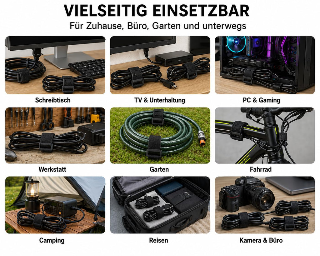 35 Stück Klett Kabelbinder mit Schnalle, 5 Größen 12–40 cm, Wiederverschließbar, Wiederverwendbar,1,6–2,5 cm Breit, Klettband für Kabelmanagement und Kabelorganisation